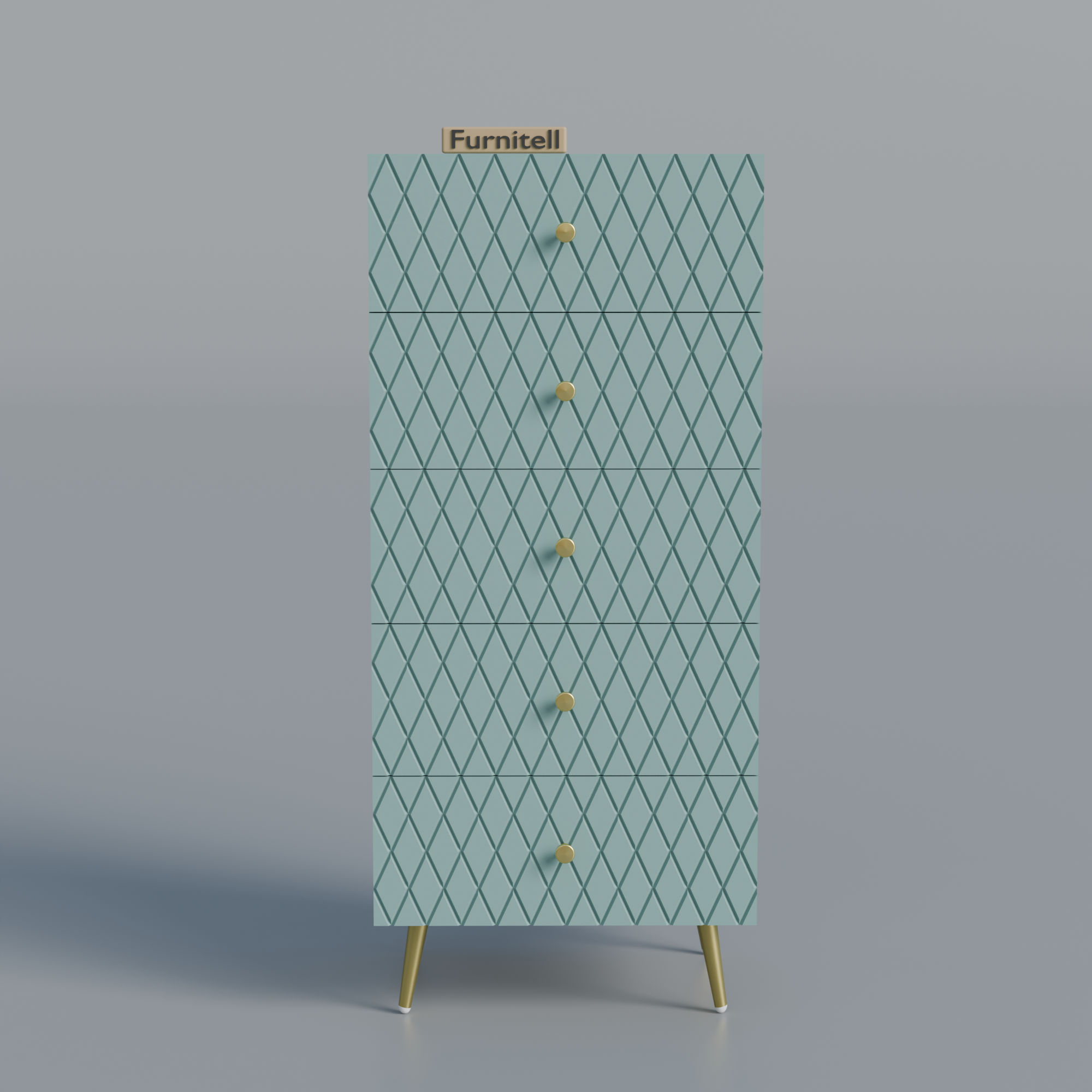Furnitell Geometric Diamond 5 Drawer Storage Chest Furnitell