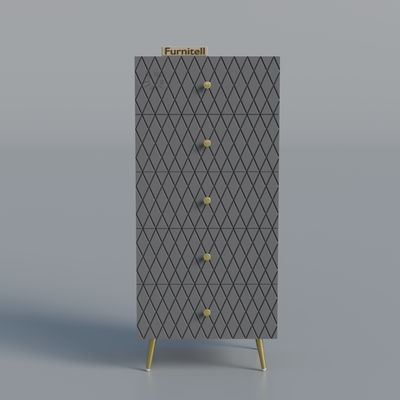 Furnitell Geometric 5 Drawer Tall Storage Chest furnitell