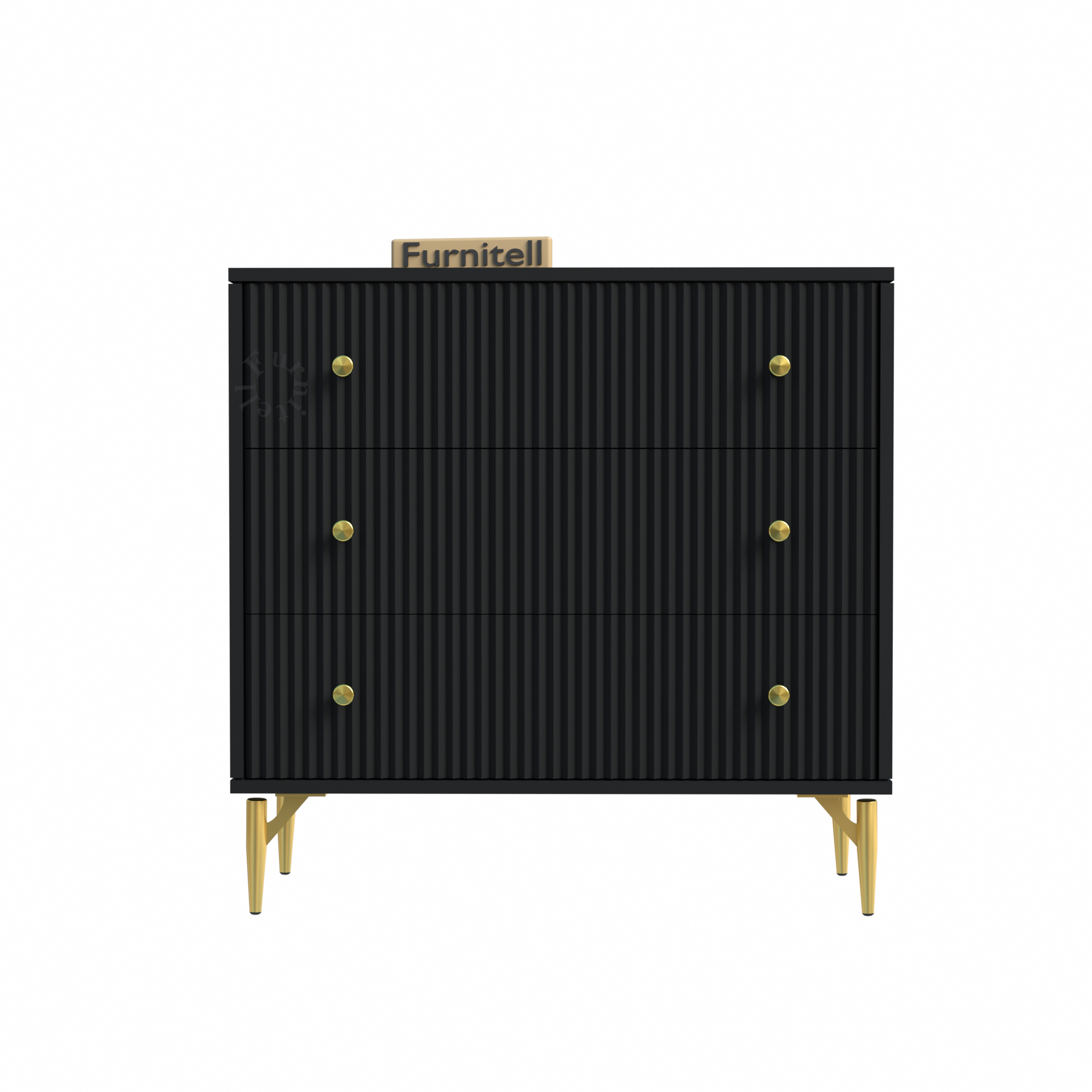 Furnitell Noir Elegance 3-Drawer Chest – Matte Black Furnitell