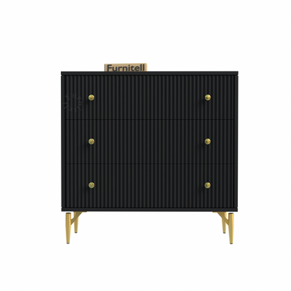 Furnitell Noir Elegance 3-Drawer Chest – Matte Black Furnitell