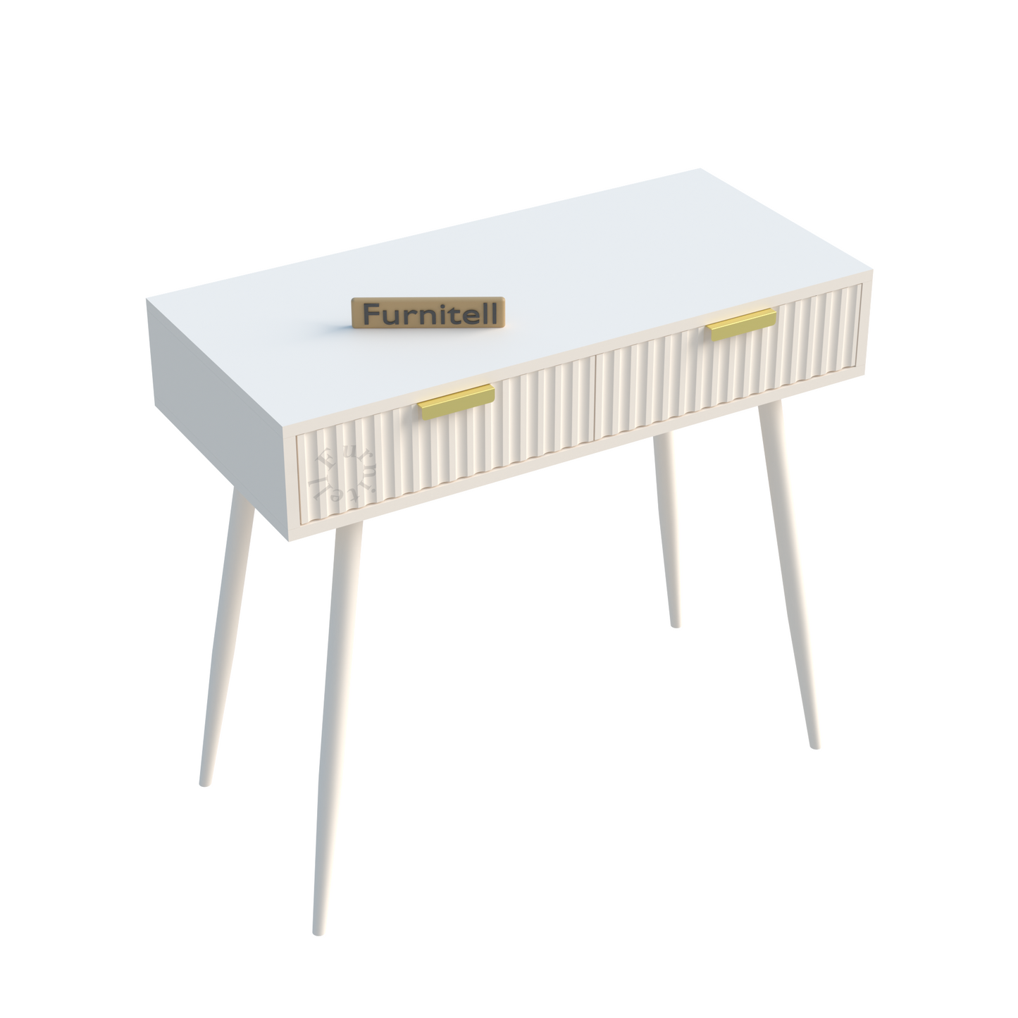 Furnitell Modern Fluted Console Table with Drawer | 5 Year Warranty