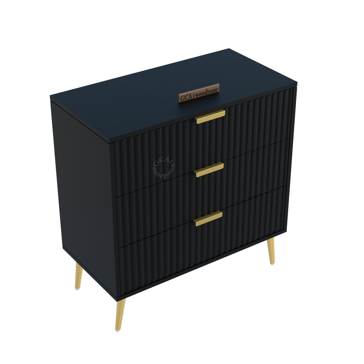 Furnitell  3 Drawer Chestor -black | 5 Years Warranty