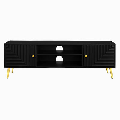Black Geometric Fluted TV Unit | Modern Storage furnitell