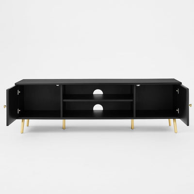 Black Geometric Fluted TV Unit | Modern Storage furnitell