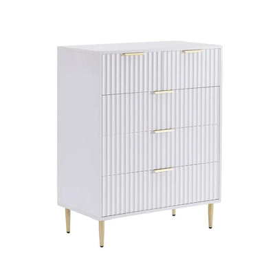 White Fluted 4-Drawer Storage Cabinet | Modern Design Furnitell