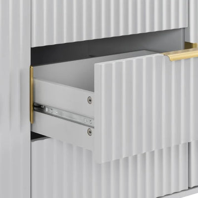 White Fluted Sideboard Cabinet with Drawers | Modern Storage Furnitell