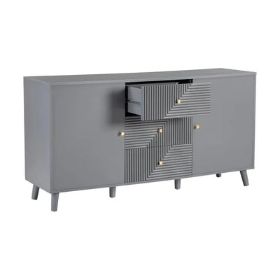 Light Grey Geometric Fluted Sideboard | Modern Storage Furnitell