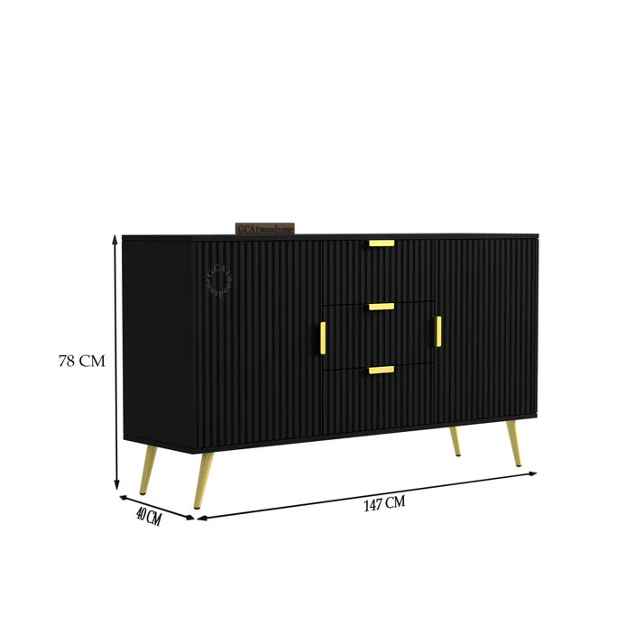 FURNITELL SIDEBOARD 3 DRAWER 2 DOOR - BEIGE Furnitell