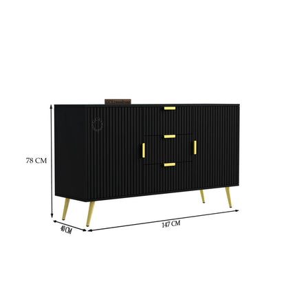 FURNITELL SIDEBOARD 3 DRAWER 2 DOOR - BEIGE Furnitell