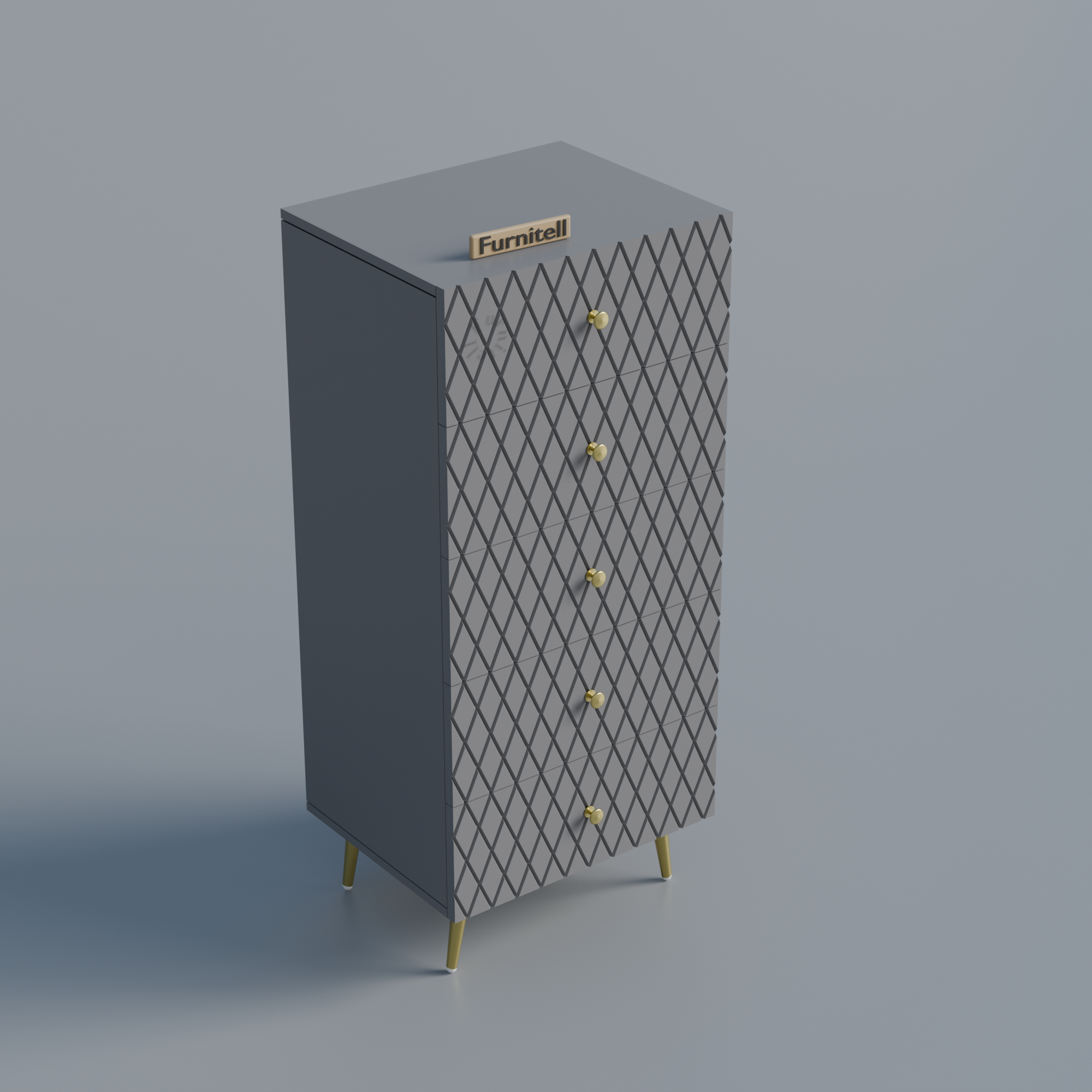 Furnitell Geometric 5 Drawer Tall Storage Chest furnitell