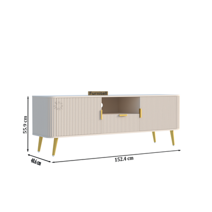 FURNITELL | Linear Fluted Mid-Century TV Console | 5 Years Warranty