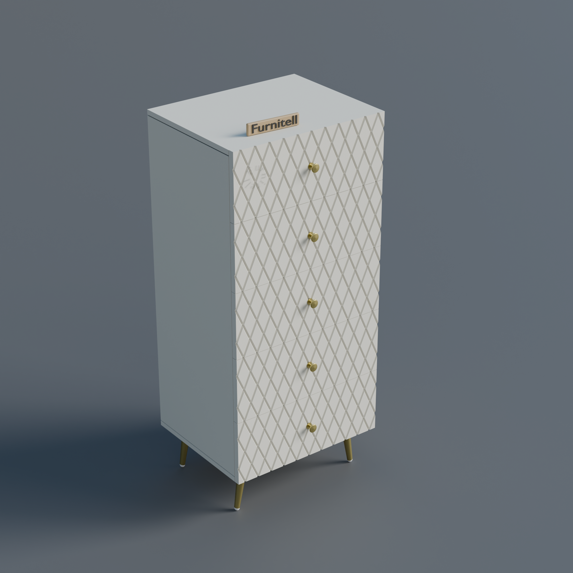 Furnitell Geometric 5 Drawer Tall Storage Chest furnitell