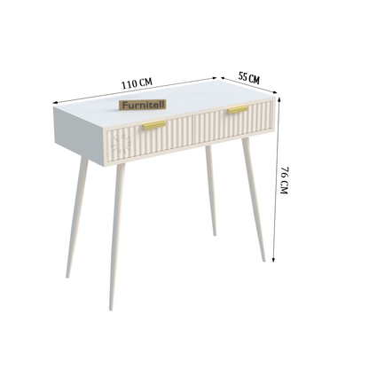 Furnitell Modern Fluted Console Table with Drawer | 5 Year Warranty