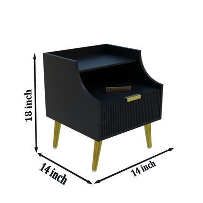 FURNITELL BED SIDE TABLE- BLACK Furnitell
