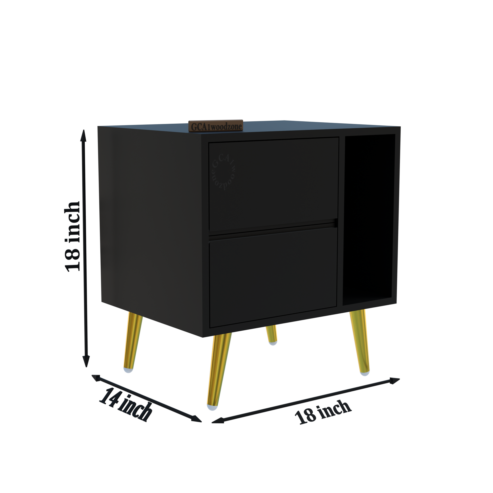 FURNITELL BEDSIDE TABEL-BLACK Furnitell