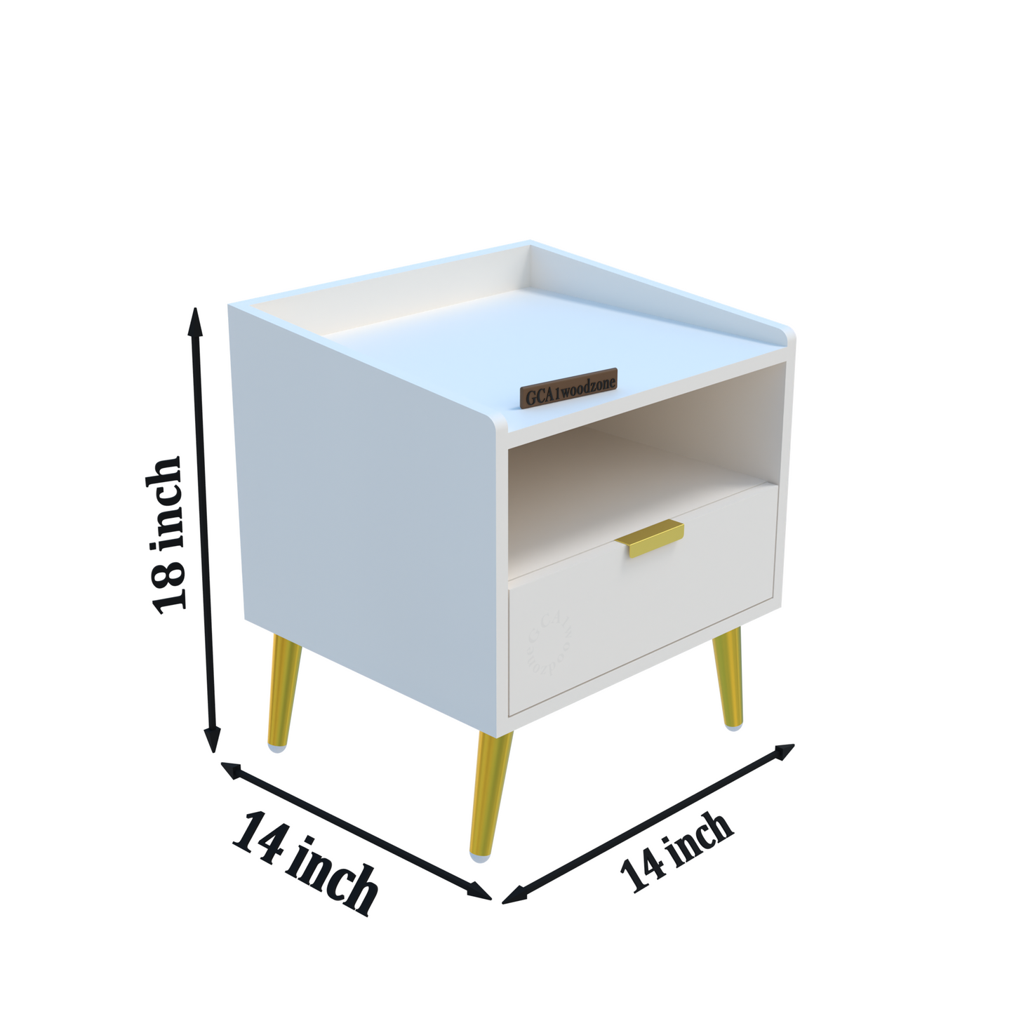 FURNITELL BED SIDE TABLE-WHITE Furnitell
