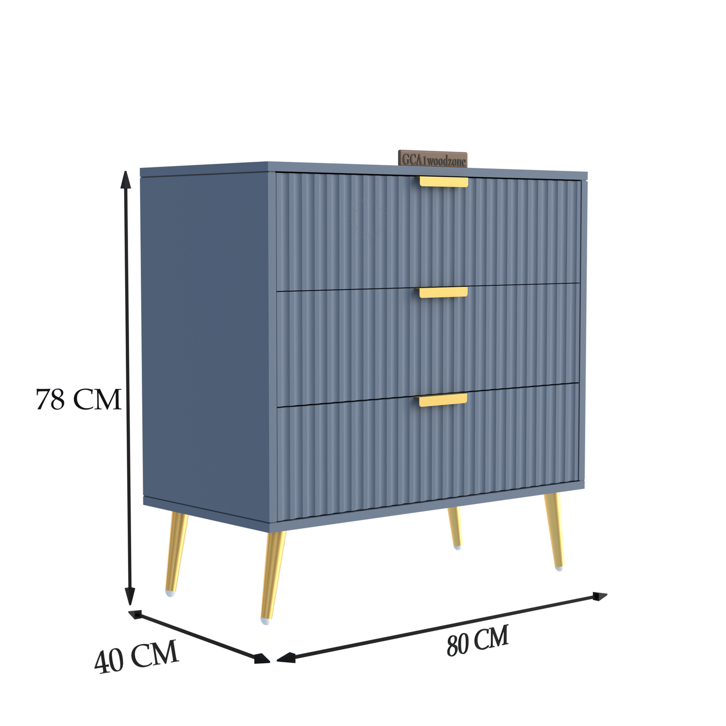 Furnitell  3 Drawer Chestor -gray dark | 5 Years Warranty