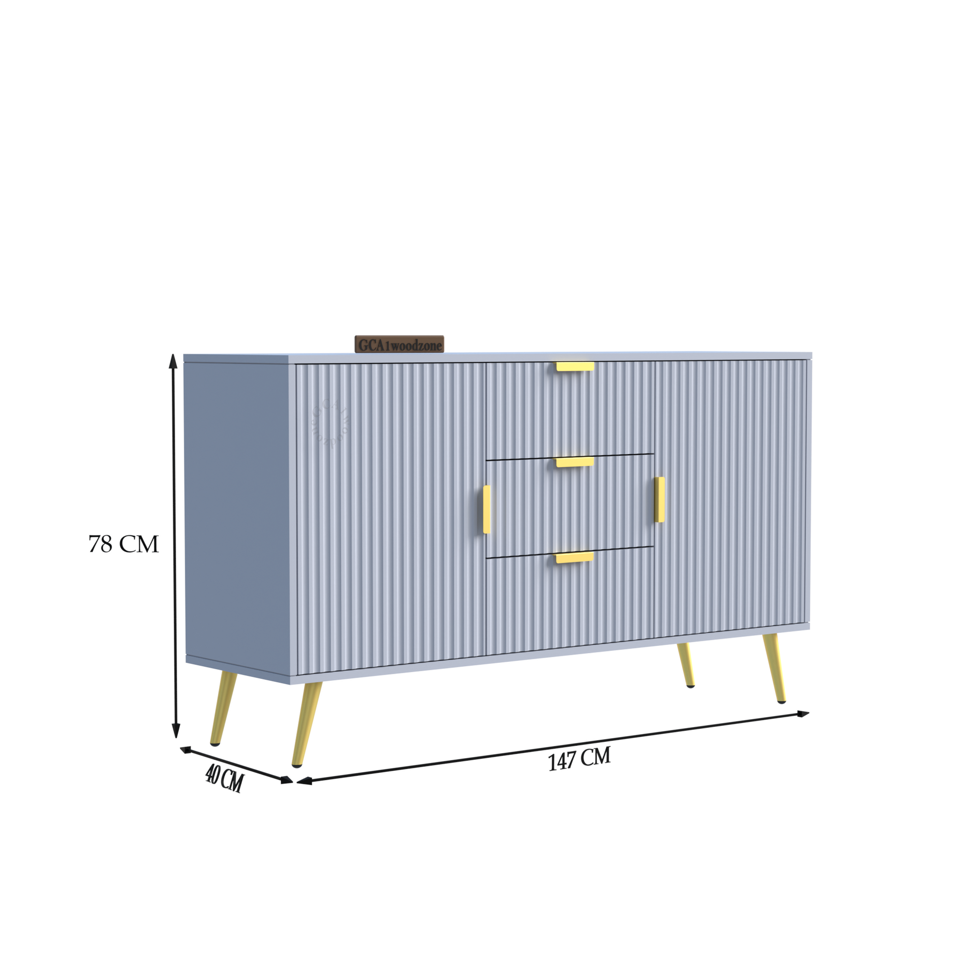 FURNITELL SIDE BOARD 3 DRAWER 2 DOOR - LIGHT GREY Furnitell