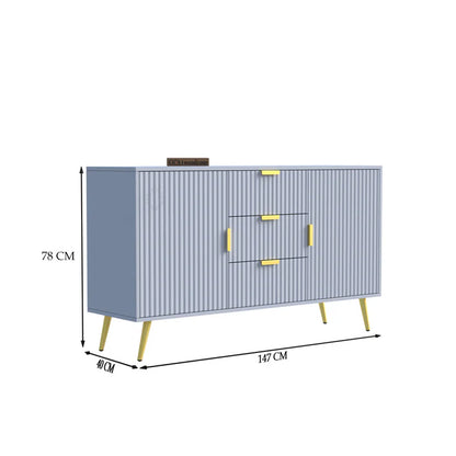 FURNITELL SIDEBOARD 3 DRAWER 2 DOOR - BEIGE Furnitell