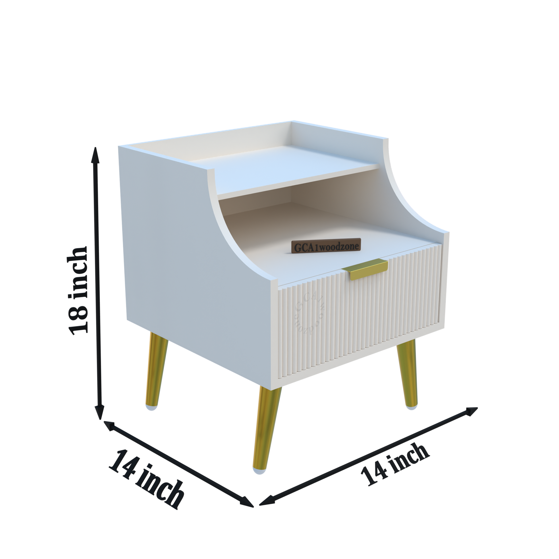 FURNITELL BED SIDE TABLE -WHITE Furnitell