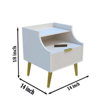 FURNITELL BED SIDE TABLE -WHITE Furnitell