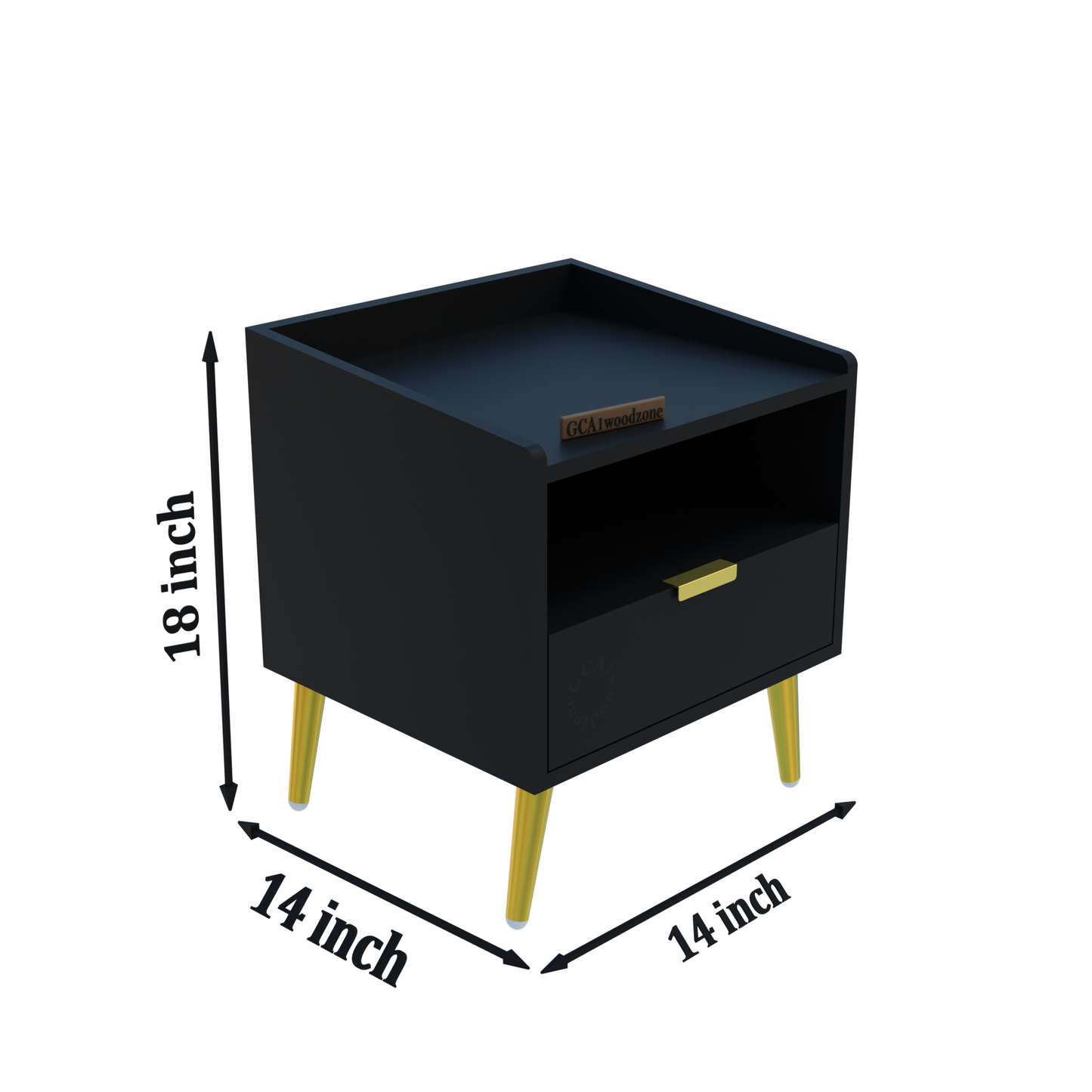 FURNITELL BED SIDE TABLE-BLACK Furnitell