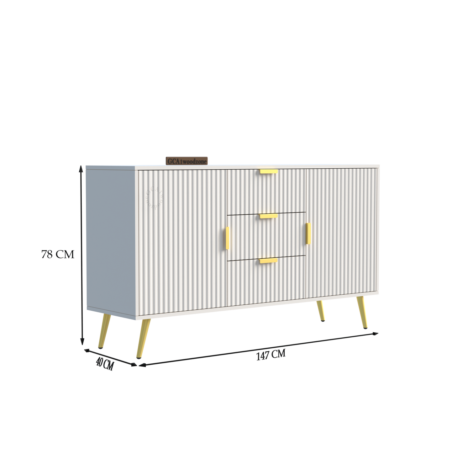 FURNITELL SIDEDOBARD 3 DRAWER 2 DOOR - WHITE Furnitell