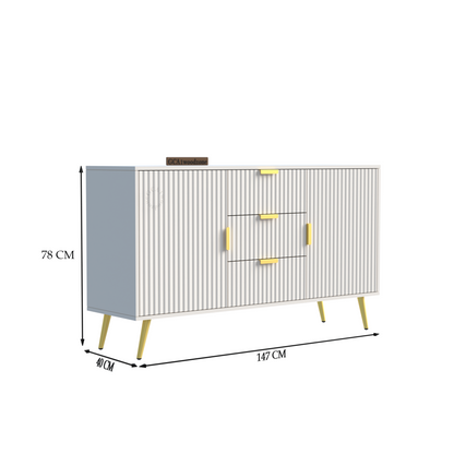 FURNITELL SIDEDOBARD 3 DRAWER 2 DOOR - WHITE Furnitell
