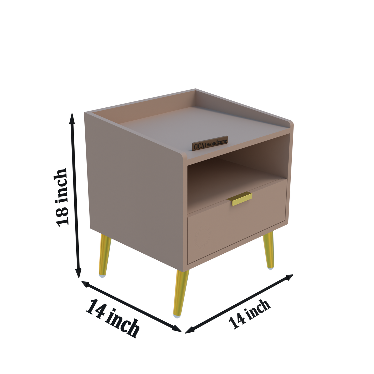 FURNITELL BED SIDE TABLE-BEIGE Furnitell