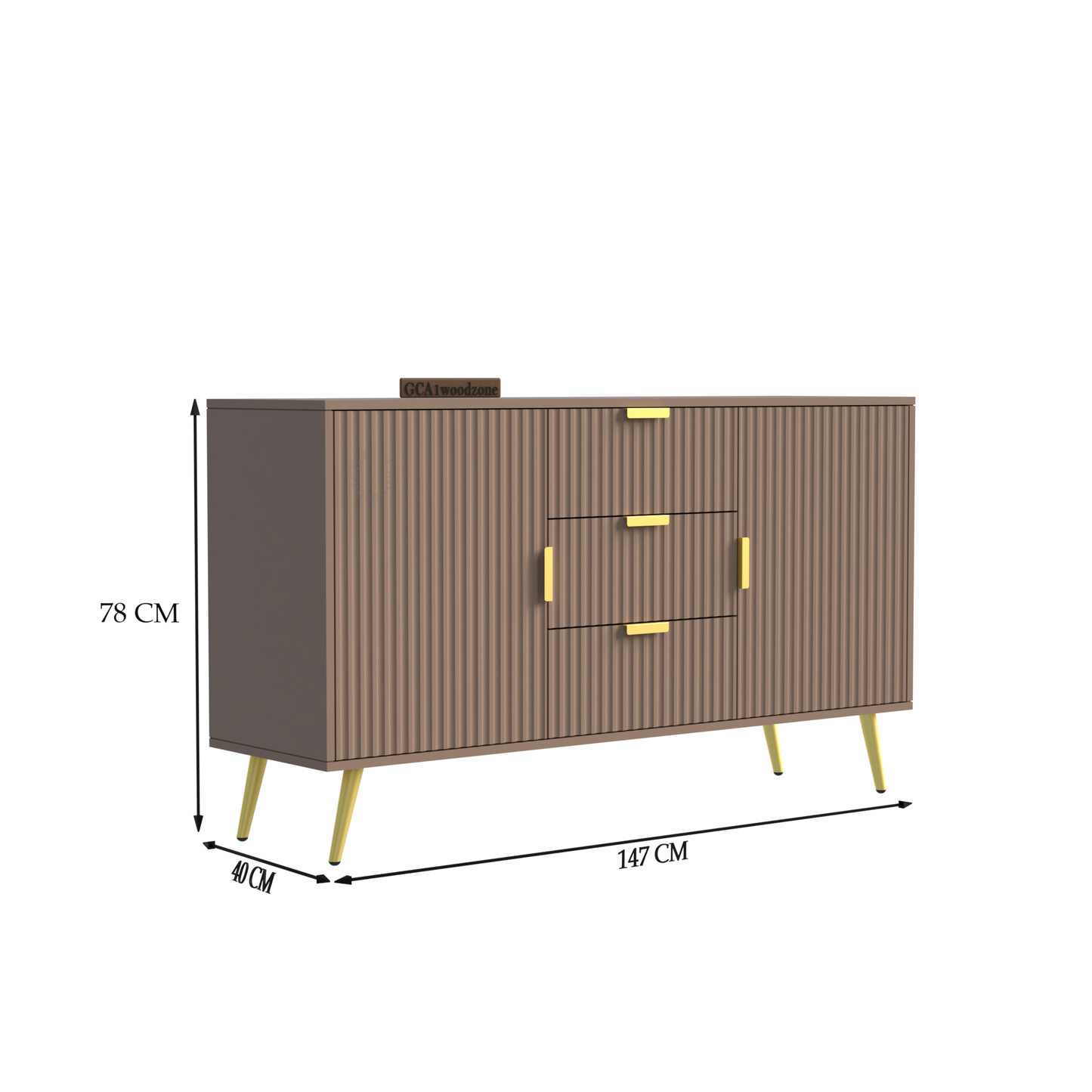 FURNITELL SIDEBOARD 3 DRAWER 2 DOOR - BEIGE Furnitell