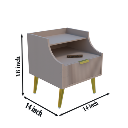 FURNITELL BED SIDE TABLE -BEIGE Furnitell