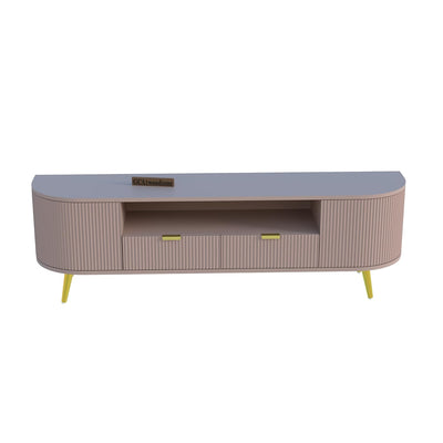 Pink Fluted TV Unit with Storage | Modern TV Stand furnitell