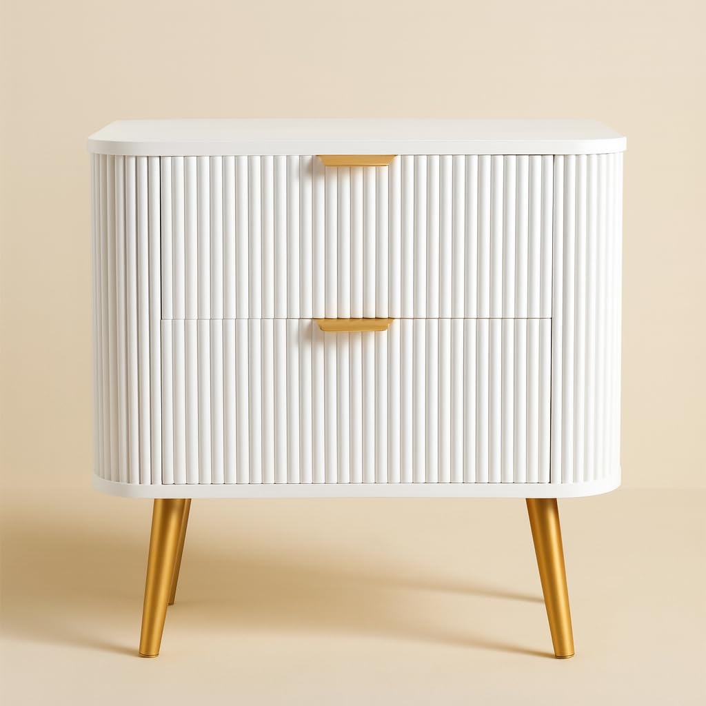 Bed Side Nightstand Lamp Table with 2 Drawers Furnitell