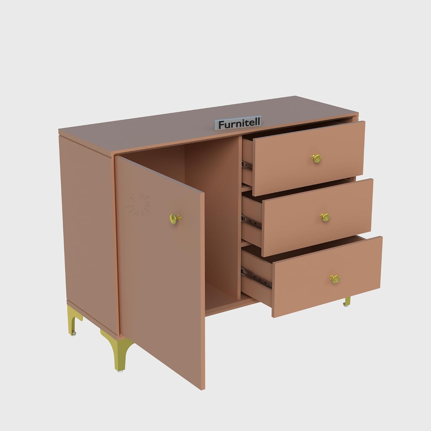 Walnut Brown Storage Cabinet with Drawers | Modern Design furnitell