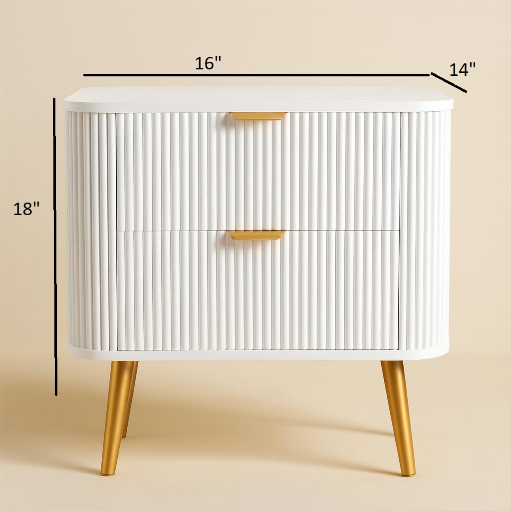 Bed Side Nightstand Lamp Table with 2 Drawers Furnitell