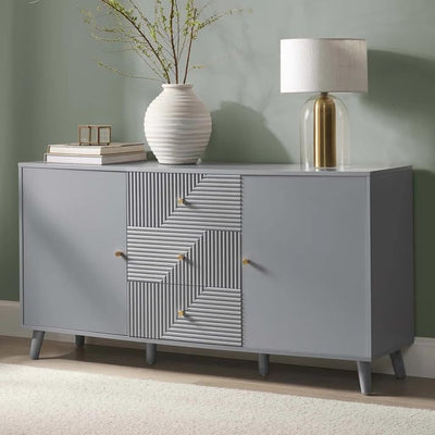 Light Grey Geometric Fluted Sideboard | Modern Storage Furnitell
