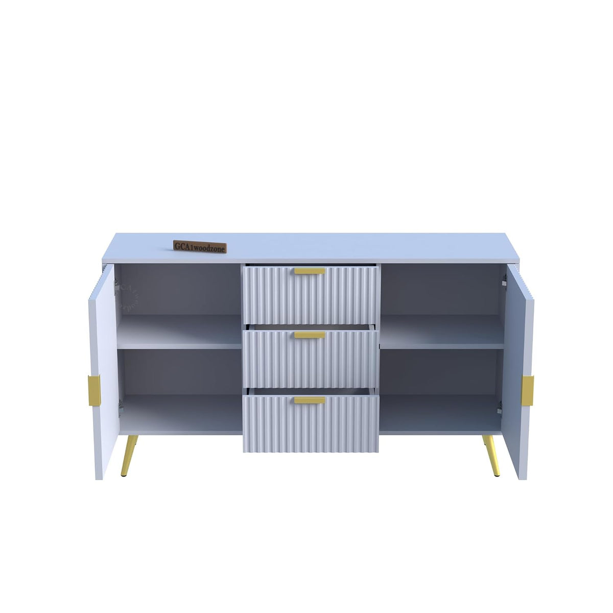 White Fluted Sideboard Cabinet with Drawers | Modern Storage Furnitell