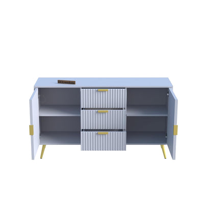 White Fluted Sideboard Cabinet with Drawers | Modern Storage Furnitell