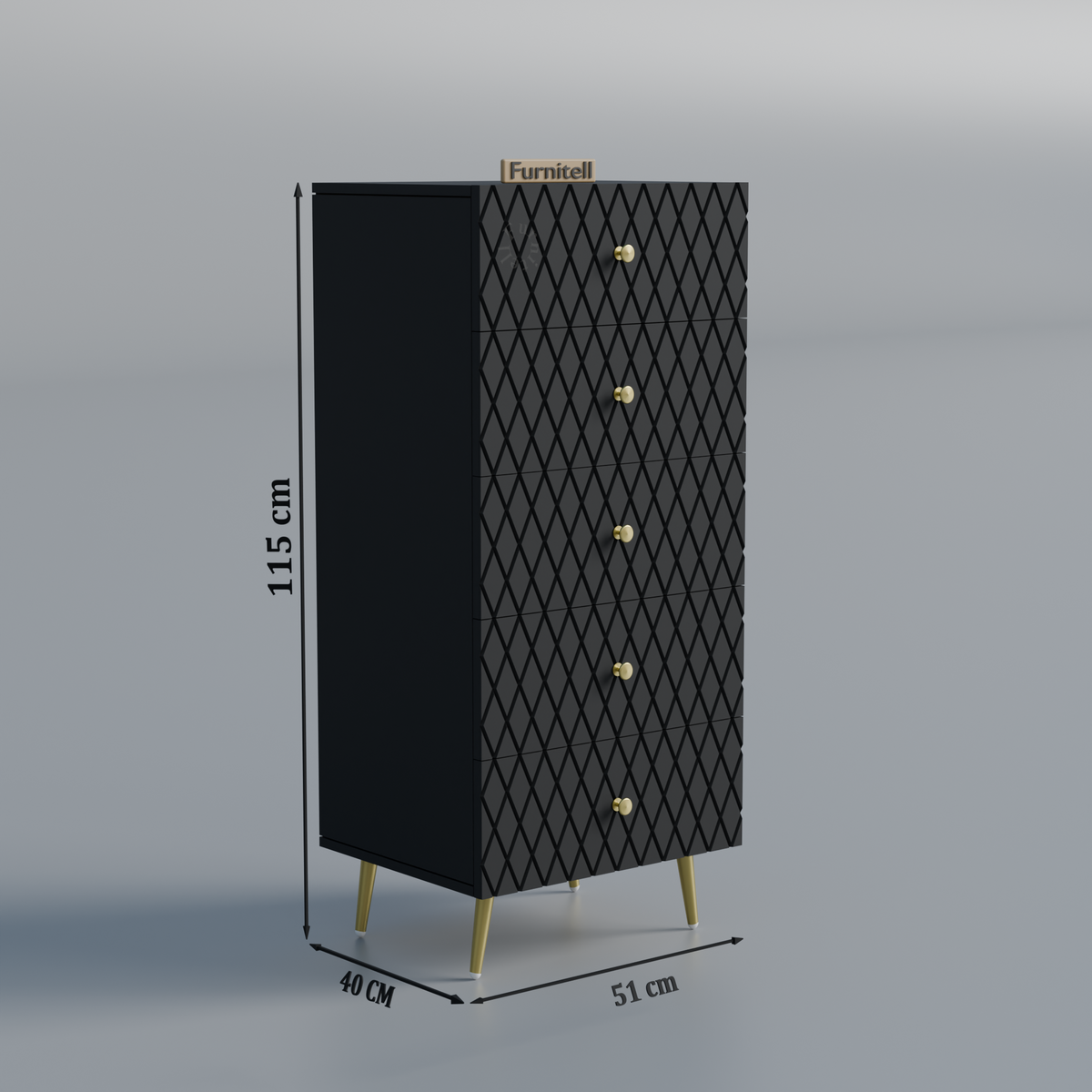 Furnitell Geometric 5 Drawer Tall Storage Chest furnitell
