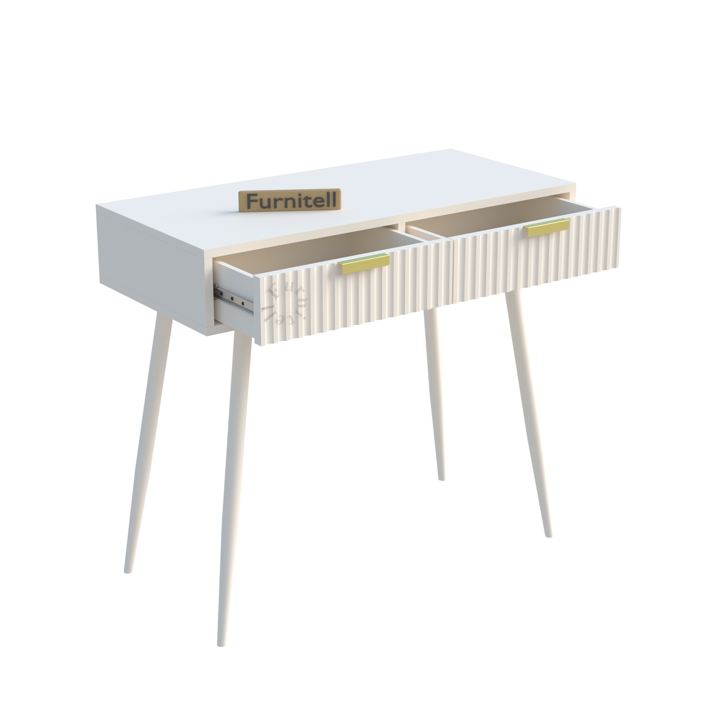 Furnitell Modern Fluted Console Table with Drawer | 5 Year Warranty