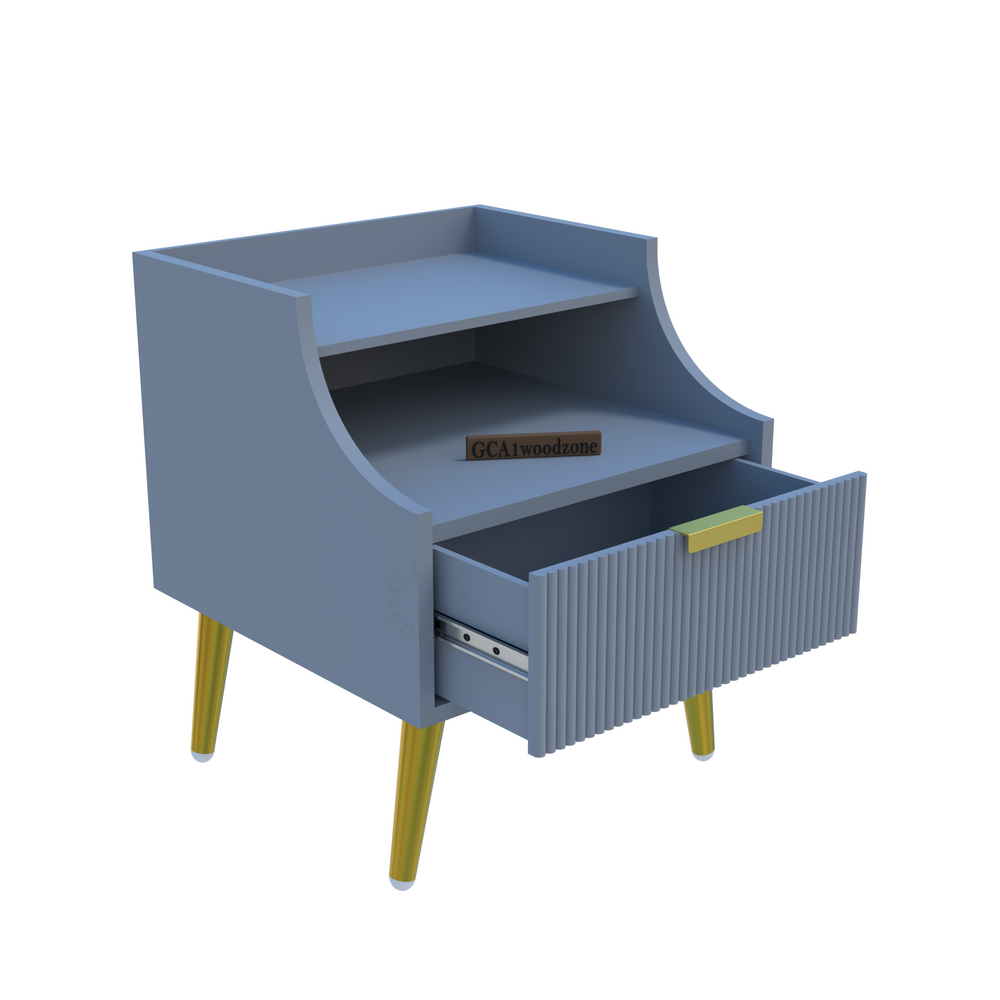 Furnitell Modern Grey Dark Bed Side Table | 5 Years Warranty