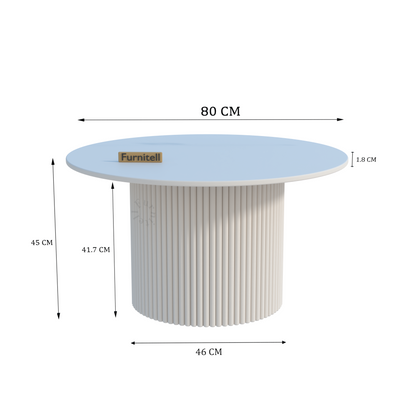 Furnitell Modern Round Solid Wood Coffee Table | 5 Year Warrantry