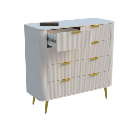 FURNITELL 5 DRAWER CHESTOR -WHITE Furnitell