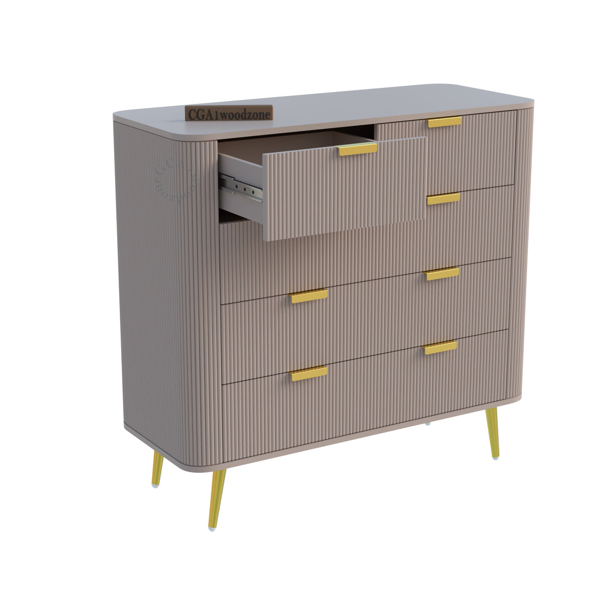FURNITELL 5 DRAWER CHESTOR -TAUPE Furnitell