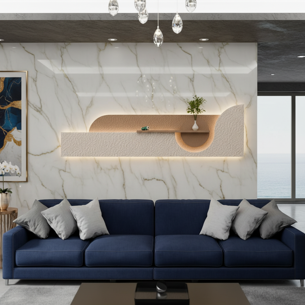 Furnitell: The Aurora Sculpted Wall Console