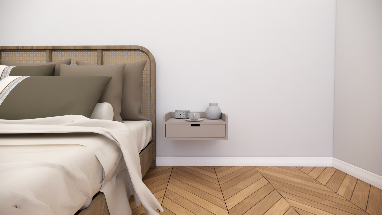 FURNITELL WELLMOUNT BED SIDE-BEIGE Furnitell