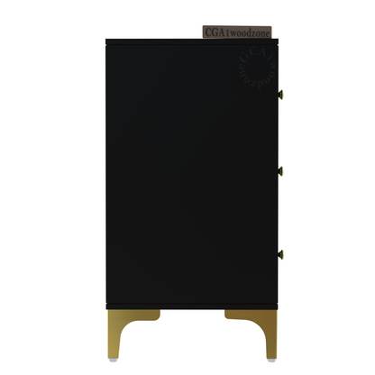 Furnitell 3 drawer chestor-black | 5 Years Warranty