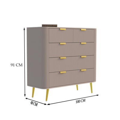 FURNITELL 5 DRAWER CHESTOR -TAUPE Furnitell