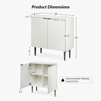 White Fluted Sideboard Cabinet | Modern Storage Furnitell