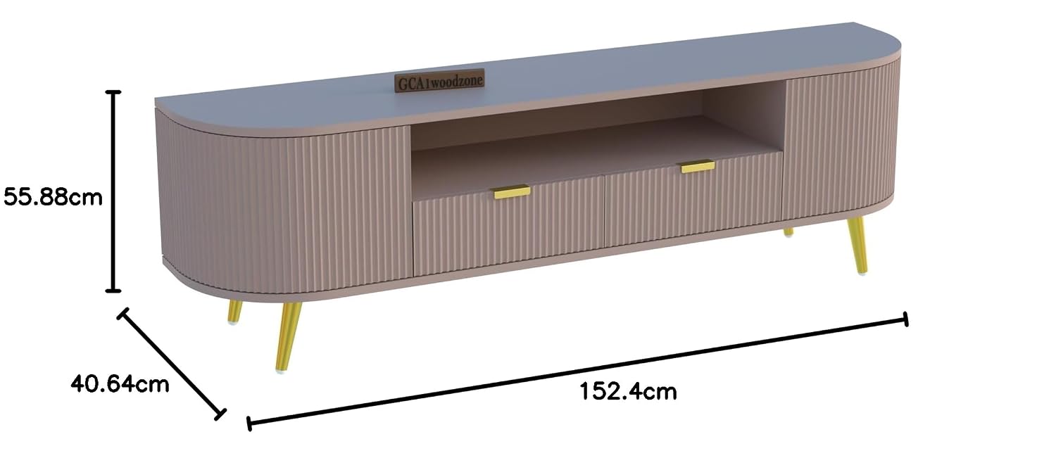 Pink Fluted TV Unit with Storage | Modern TV Stand furnitell